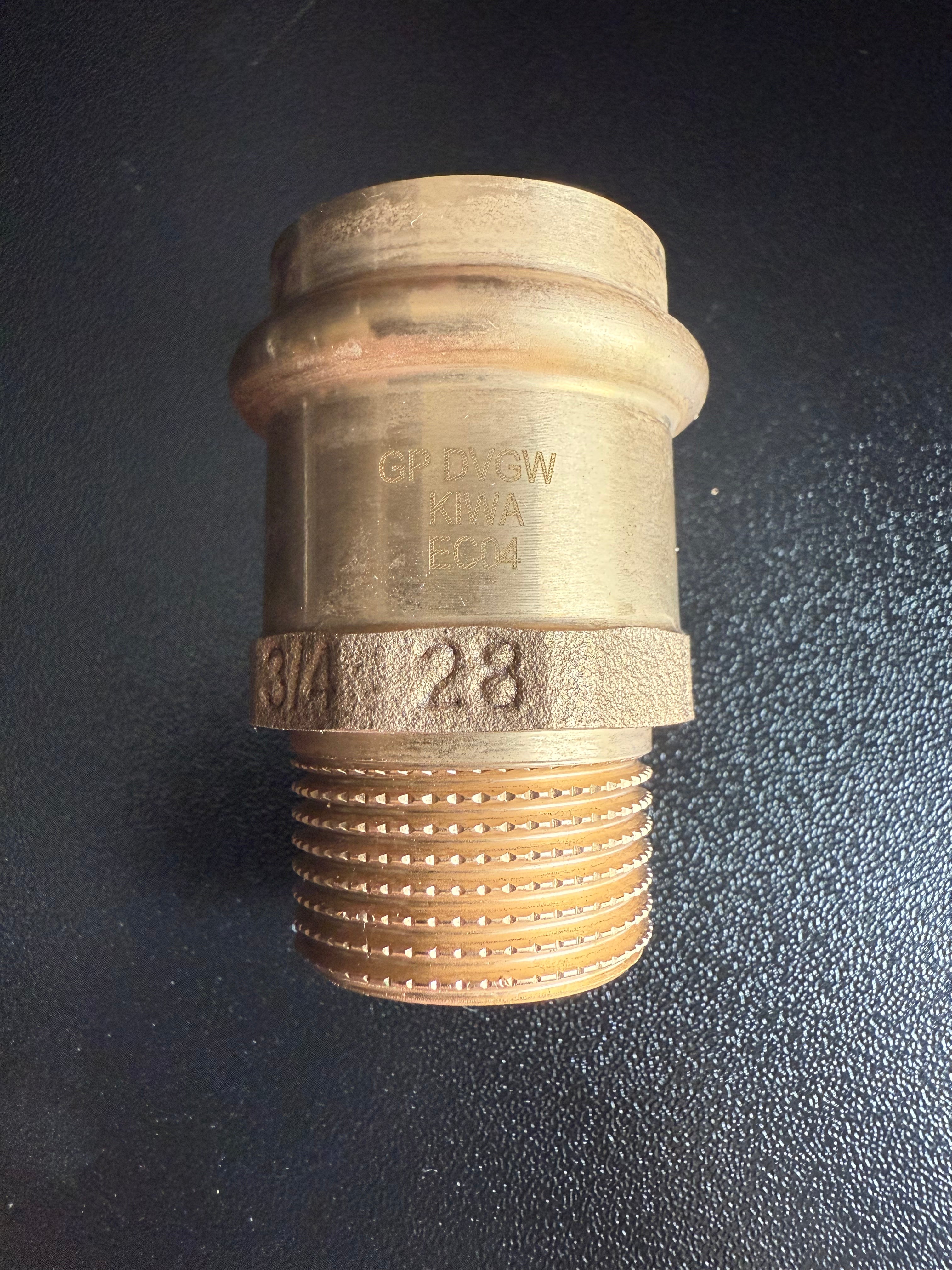 Messing Übergangsnippel 3/4″ × 28 mm